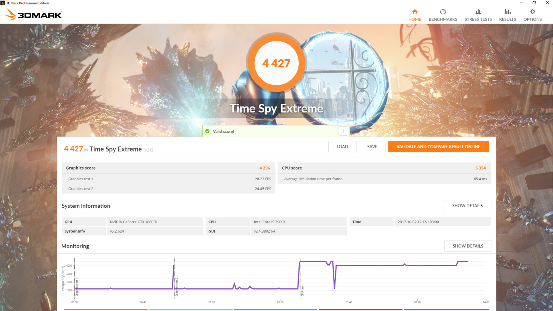 3DMark Time Spy Extreme result screenshot